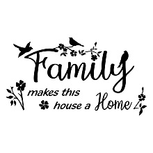 SUPERDANT Family Theme Wall Sticker Family Makes This House a Home Wall Decal Four-Leaf Clover Birds Removable PVC Self-Adhesive Sticker for Living Room Home Decorations