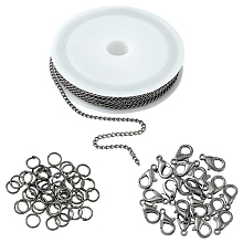 Honeyhandy DIY Chain Bracelet Necklace Making Kit, Including Zinc Alloy Lobster Claw Clasps, Iron Twisted Chains & Jump Rings, Gunmetal, Chain: 5M/set