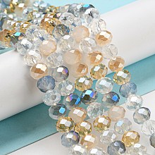 Honeyhandy Glass Beads Strands, Faceted, Rondelle, PeachPuff, 8x6mm, Hole: 1mm, about 65~68pcs/strand, 15.7~16.1 inch(40~41cm)