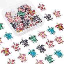 SUNNYCLUE 1 Box 50Pcs 6 Colors Turtle Charms Bulk Tortoise Connectors Sea Ocean Style Colorful Animal Alloy Enamel Links Pendants for Jewelry Making Charms DIY Bracelets Findings, Mixed Color