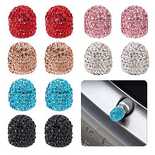 CRASPIRE 12Pcs 6 Colors Polymer Clay Rhinestone Bling Valve Stem Caps, Universal Car Tire Valve Caps, Mixed Color, 15x14mm, 2pcs/color