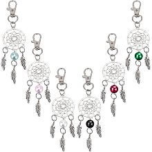 NBEADS 12Pcs Dream Catcher Charms, 6 Colors Alloy Keychain Pendants Dreamcatcher Pendants with Plastic Beads and Lobster Clasp Clip for DIY Keyring Necklace Jewelry Making Wallet Hanging