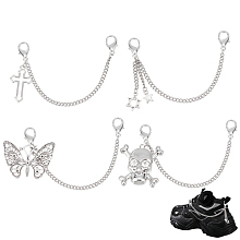 PandaHall Elite 4pcs Shoe Chains, Alloy Punk Shoe Charms Decoration DIY Hanging Shoes Chain Accessories with Snap Clasps for Teen Man Women Adults Sandals Casual Shoes Accessories