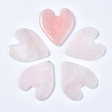 Honeyhandy Natural Rose Quartz Heart Gua Sha Stone, Gua Sha Scraping Massage Tool, for SPA Relaxing Meditation Massage, 73~75x65~66x5.5~8.5mm