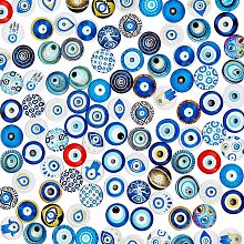 PandaHall Elite 100pcs 12mm Dragon Eyes Glass Cabochons 50 Style Blue Eye Cabochons Evil Eye Lucky Tiles Half Round Crafts Mosaic Tiles for Halloween Clay Making Sculptures Props Craft Jewelry Making