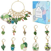 SUNNYCLUE 1 Box 20Pcs Stitch Markers Cute Lobster Clasp Charms Green Plants Cactus Crochet Stitch Marker Removable Knitting Stitch Markers Metal Crocheting Markers for Sewing Weaving Knit Threading