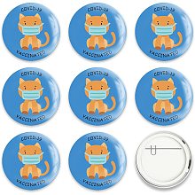 GLOBLELAND 9 Pcs Vaccine Button Pins I Got Vaccinated Covid-19 Buttons Blue Fox Pattern for Men's/Women's Brooches or Doctors, Nurses, Hospitals, 2-1/4 Inch