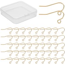 CREATCABIN 1 Box 200pcs Real 18K Gold Plated Brass Earring Hooks Golden Ear Wires Earring Backs for Jewelry Making DIY Earrings Findings Craft