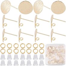 CREATCABIN 30Pcs 18K Gold Plated Brass Round Stud Earring Posts Earring with Loop Findings Components 30pcs Open Jump Ring 100pcs Plastic Ear Nuts for DIY Jewelry Making 12mm