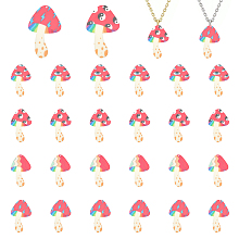 CHGCRAFT 24Pcs 4 Styles Printed Acrylic Mushroom Pendants DIY Mushroom Pendants Cartoon Colorful Mushroom Charms for Jewelry Keychain Crafts Making, 54x33x2mm