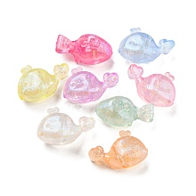 Honeyhandy Transparent Luminous Acrylic Beads, Glitter Beads, Glow in the Dark, Whale, Mixed Color, 12.5x19.5x9.5mm, Hole: 2.2mm, about 537pcs/500g