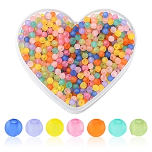 Honeyhandy 31g Frosted Transparent Acrylic Beads, Round, Mixed Color, 4mm, Hole: 1.6mm, about 1000pcs/31g