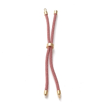 Honeyhandy Nylon Twisted Cord Bracelet Making, Slider Bracelet Making, with Eco-Friendly Brass Findings, Round, Golden, Pale Violet Red, 8.66~9.06 inch(22~23cm), Hole: 2.8mm, Single Chain Length: about 4.33~4.53 inch(11~11.5cm)