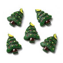 Christmas Opaque Resin Cabochons, Christmas Tree, Green, 22.5x16.5x6mm