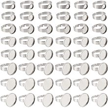 DICOSMETIC 48pcs 8 Sizes Stainless Steel Flat Round Ring Trays Pad Ring Base Findings Adjustable Finger Rings Components for Jewelry Making