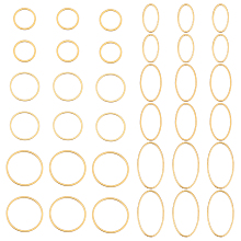 Unicraftale 36Pcs 6 Style 304 Stainless Steel Linking Rings, Oval & Round Ring, Golden, 11.5~26x8.5~20x1mm, 6pcs/style