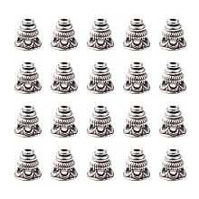 Honeyhandy Tibetan Style Alloy Bead Cones, Pagoda, Antique Silver, 7.5x7.5mm, Hole: 1.5mm