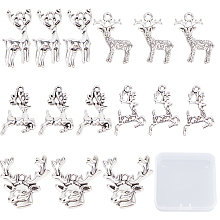 SUNNYCLUE 50Pcs 5 Style Tibetan Style Alloy Pendants, Cadmium Free & Lead Free, Elk Christmas Reindeer/Stag, Antique Silver, 20~26.5x12.5~19x2~4mm, Hole: 1.5~1.8mm, 10pcs/style