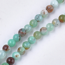 Honeyhandy Natural Chrysoprase Beads Strands, Round, 4mm, Hole: 0.8mm, about 46~49pcs/strand, 7.6 inch