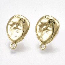 Honeyhandy Alloy Stud Earring Findings, with Steel Pins and Loop, Light Gold, 18x12.5mm, Hole: 1.6mm, Pin: 0.7mm