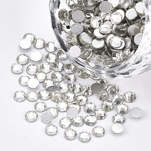 Honeyhandy Glass Rhinestone Flat Back Cabochons, Back Plated, Faceted, Half Round, Crystal, SS6, 1.9~2x1mm, about 1440pcs/bag