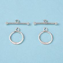 Honeyhandy Sterling Silver Toggle Clasps, Ring: 16x12mm, Bar: 21x6mm, Hole: 2mm