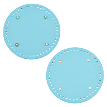 PU Leather Flat Round Bag Bottom, for Knitting Bag, Women Bags Handmade DIY Accessories, Cyan, 181x9.5mm, Hole: 4.5mm