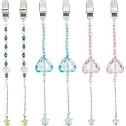 OLYCRAFT 6Pcs 3 Style Credit Card Puller Acrylic Heart Star Beaded Credit Card Clips Transparent Heart & Star Debit Bank Card Grabber with Glass Bead Pendants for Long Nails for Women