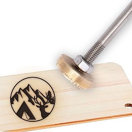 OLYCRAFT Wood Branding Iron Custom Logo Leather Branding Iron Stamp BBQ Heat Stamp with Wood Handle for Woodworking and Handcrafted Design - Mountain Deer Silhouette (1x1”)