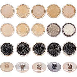 OLYCRAFT 120Pcs 15 Styles Flat Round Buttons 1-Hole Buttons with Rose Pattern Plastic Buttons with Gold Foil Sewing Buttons for Sewing Clothing Accessories DIY Crafting Projects Decorations