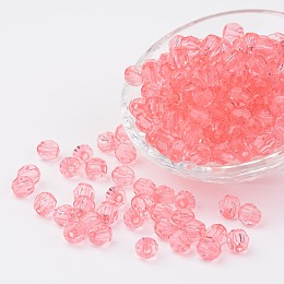 Honeyhandy Transparent Acrylic Beads, Faceted, Round, Pink, 8mm, Hole: 1.5mm, about 1800pcs/500g