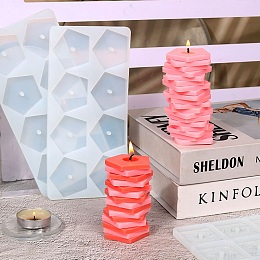 Honeyhandy DIY Rotating Scented Candle Making Silicone Molds, Pentagon, White, 9.2x19.5x0.7cm, Hole: 4mm, Inner Diameter: 4.3x4.6cm