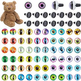 PandaHall Elite 60 Sets Safety Eyes, 12mm Eye Glass Cabochons Craft Eyes Black Stuffed Crochet Eyes Animal Eyes with Washers for Amigurumi Puppet Teddy Bear Crochet Plush Animal Making