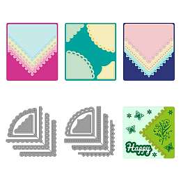 GLOBLELAND 2 Styles Corner Flowers Die Cuts Embossing Lace Cutting Dies for DIY Scrapbooking Paper Craft Triangle Carbon Steel Cutting Dies Stencils for Corner Decoration Card Making