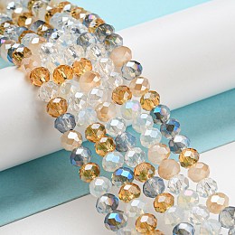 Honeyhandy Glass Beads Strands, Faceted, Rondelle, PeachPuff, 6x5mm, Hole: 1mm, about 85~88pcs/strand, 16.1~16.5 inch(41~42cm)