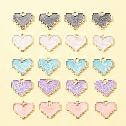 Honeyhandy 20Pcs 5 Colors Light Gold Plated Alloy Enamel Pendants, Heart, Mixed Color, 18.5x15.5x1.5mm, Hole: 1.5mm, 4pcs/color