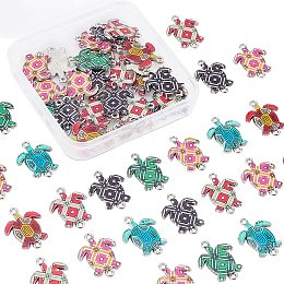 SUNNYCLUE 1 Box 50Pcs 6 Colors Turtle Charms Bulk Tortoise Connectors Sea Ocean Style Colorful Animal Alloy Enamel Links Pendants for Jewelry Making Charms DIY Bracelets Findings, Mixed Color