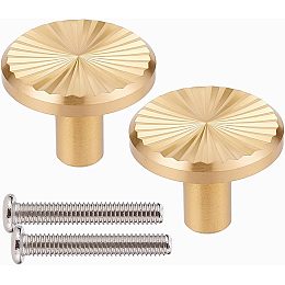 BENECREAT 4pcs Hammer Brass Cabinet Knobs, Round Drawer Pulls with Screw for Cabinet Door, Cupboard, Drawer, Shoe Cabinet, Bookcase