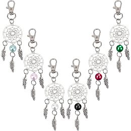 NBEADS 12Pcs Dream Catcher Charms, 6 Colors Alloy Keychain Pendants Dreamcatcher Pendants with Plastic Beads and Lobster Clasp Clip for DIY Keyring Necklace Jewelry Making Wallet Hanging