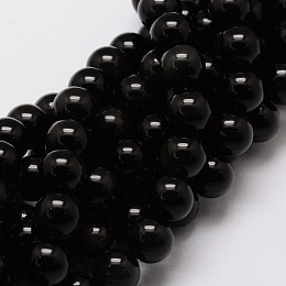 Honeyhandy Natural Obsidian Round Beads Strands, 10mm, Hole: 1mm, about 40pcs/strand, 15.7 inch