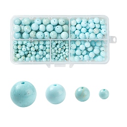 ARRICRAFT DIY Bracelets Making Kits, 340Pcs 4 Styles Natural Howlite Round Beads, Dark Turquoise, 340pcs/box