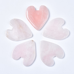 Honeyhandy Natural Rose Quartz Heart Gua Sha Stone, Gua Sha Scraping Massage Tool, for SPA Relaxing Meditation Massage, 73~75x65~66x5.5~8.5mm