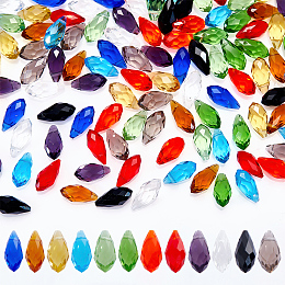 100 Pcs Teardrop Czech Glass Beads 5 Colors Transparent Crystal