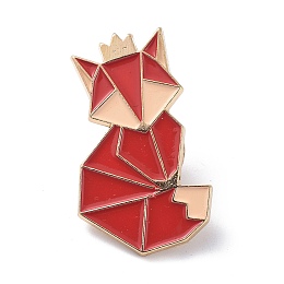 Honeyhandy Origami Fox Enamel Pin, Alloy Enamel Brooch for Backpack Clothing, Golden, Red, 31.5x19x9.5mm