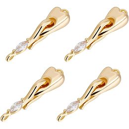 Beebeecraft 1 Box 5Pcs Hook Clasps 18K Gold Plated Brass Cubic Zirconia Heart Shape S-Hook Clasps with Loop for Jewelry Making Necklace Bracelet DIY