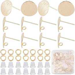 CREATCABIN 30Pcs 18K Gold Plated Brass Round Stud Earring Posts Earring with Loop Findings Components 30pcs Open Jump Ring 100pcs Plastic Ear Nuts for DIY Jewelry Making 12mm