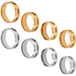 UNICRAFTALE 8pcs 2 Colors Stainless Steel Grooved Finger Ring Metal Rings Wedding Rings Core Blank for Inlay Ring Jewelry Making 16/17/18/19mm in Diameter