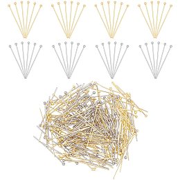 DICOSMETIC 200Pcs 2 Size 30mm/30.5mm Ball Head Pins Golden and Stainless Steel Color Straight Quilting Pins Long Pins with Round Tip for Necklace Bracelet Earring Jewelry Making