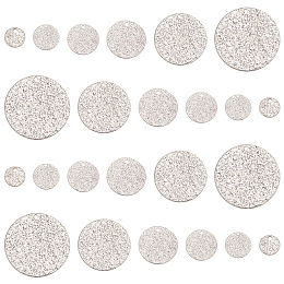 PandaHall Elite 6 Size 60pcs Stamping Blanks Pendants, 304 Stainless Steel Textured Tag Charms Flat Round Blank Stamping Discs Tag for Pendant Necklace Jewellery DIY Craft, 8/10/12/15/20/25mm