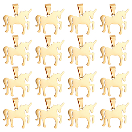 UNICRAFTALE 20Pcs Golden Unicorn Charms Pendants Golden Stamping Blank Tag 304 Stainless Steel Unicorn Blank Tags Metal Charms 3x5mm Hole Jewelry Pendants Bracklets Charms for Jewellery DIY